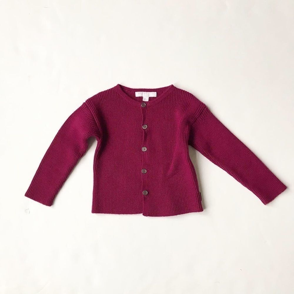 Authentic Burberry Kids 12 Months Red wine ribbed spring cardigan Quiet Luxury